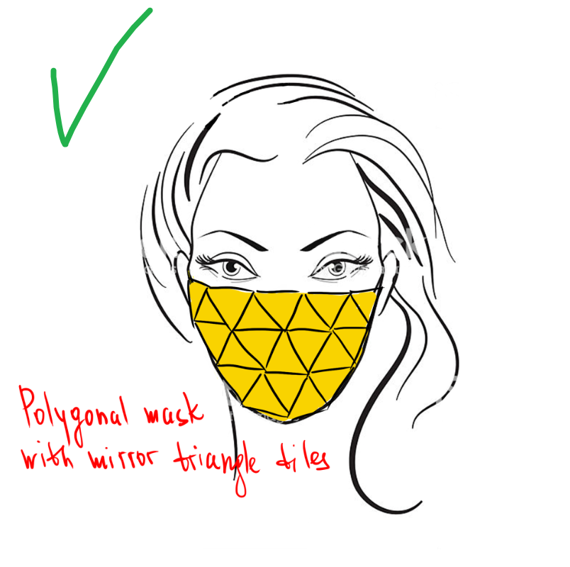 Poly mask with gold mirror triangle tiles