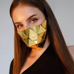 Shiny Face Mask gold mirror triangle tiles ETERESHOP