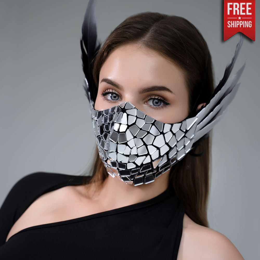 Silve Face Mask with Feathers by ETERESHOP main
