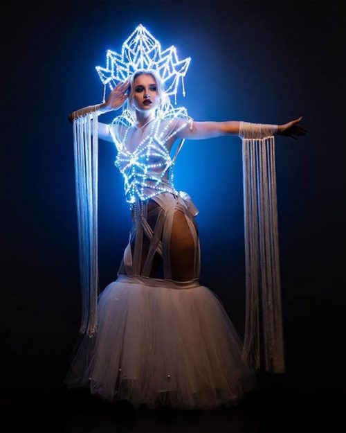 White Queen LED Cage dress