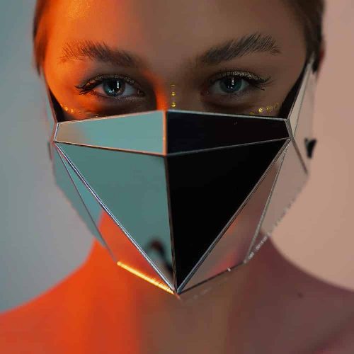 Silver Mirror Low Poly Face Mask by ETERESHOP