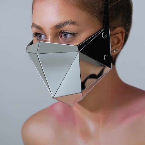 Silver Mirror Low Poly Face Mask by ETERESHOP