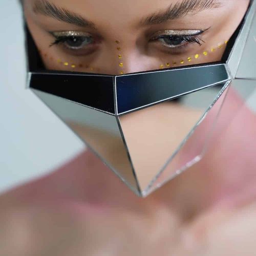 Silver Mirror Low Poly Face Mask by ETERESHOP