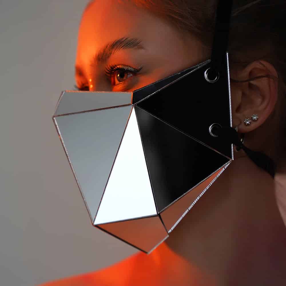 Silver Mirror Low Poly Face Mask by ETERESHOP