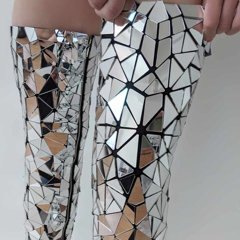 High Silver Mirror Overshoes / festival boots/ sequin shoes/ luxury