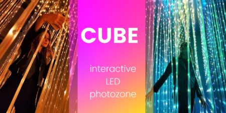 Partying in a LED Cube Photo Zone