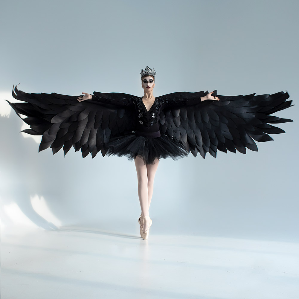 Black Angel Wings Halloween Costume Devil Cosplay Outfit by ETERESHOP
