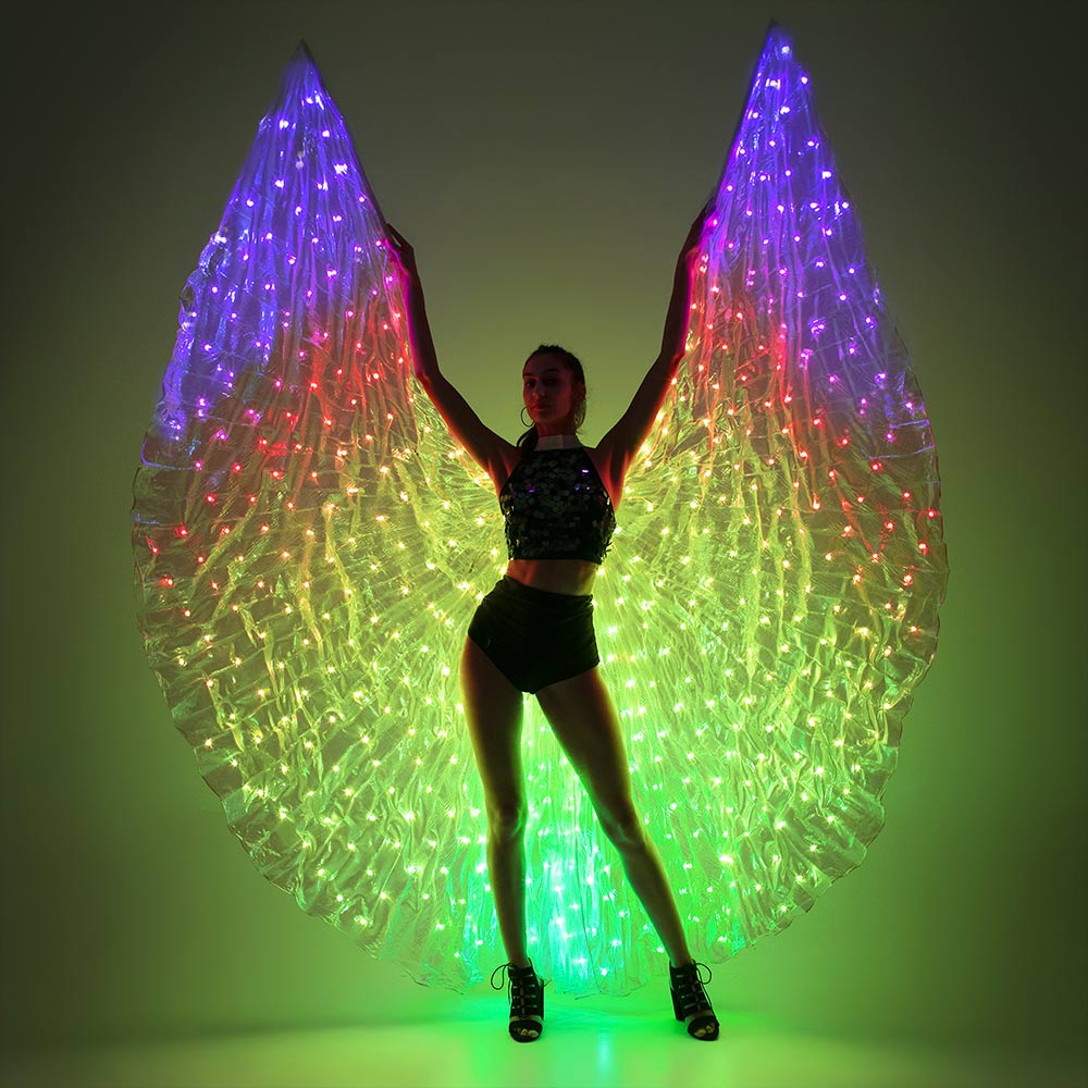 LED IsIs Wing,Belly Dance Isis Wings Colorful Butterfly Wings,Light Up Belly Dance Costumes,LED Wings for Adults 