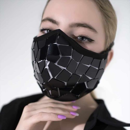 Black Mask Facial with Pixel Lights closeup