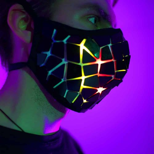 Glowing Mask Black Broken Mirror Lava Effect with Smart LEDs
