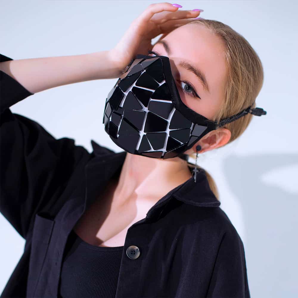 LED Face Mask Lava Effect with Symmetrical Black Mirror Tiles by ETERESHOP