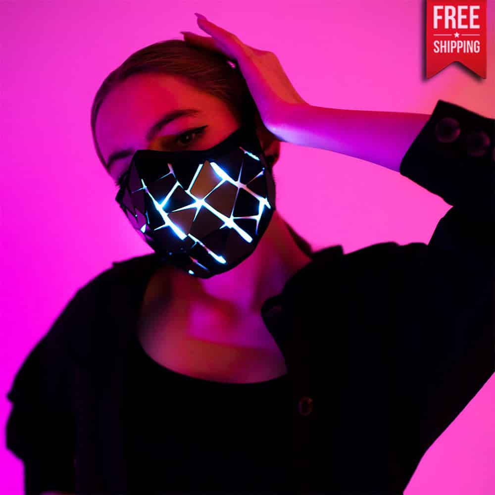 LED Face Mask Lava Effect with Symmetrical Black Mirror Tiles by ETERESHOP