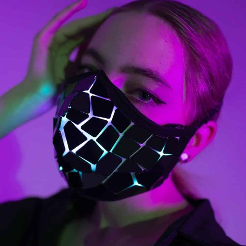 Rave Mask LED Assymetrical Broekn Mirror Pattern