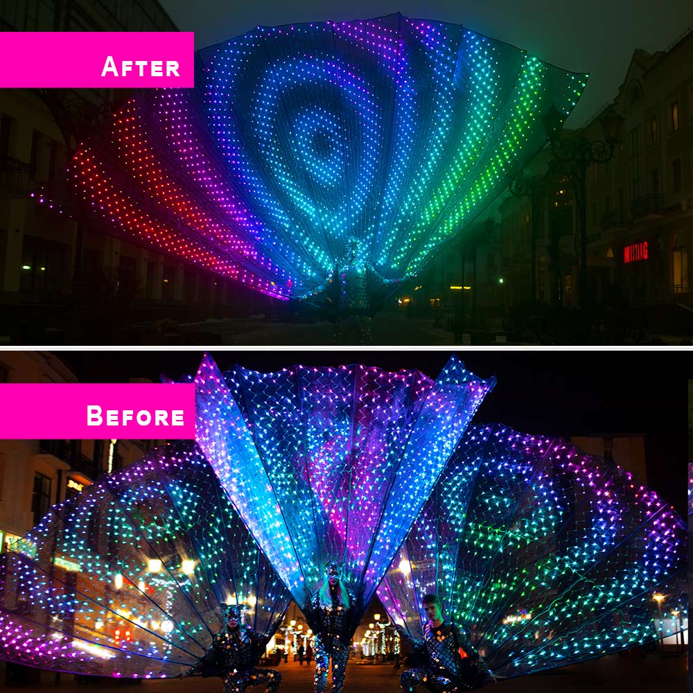 Smart Pixel Peacock Fantail with 2700 LEDs 3.6 Meters High