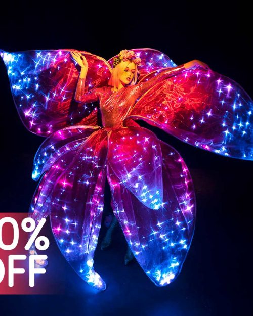 Big LED Mirror Fairy Wings Costume Glowing in The Dark for Adults _O302 - by ETERESHOP