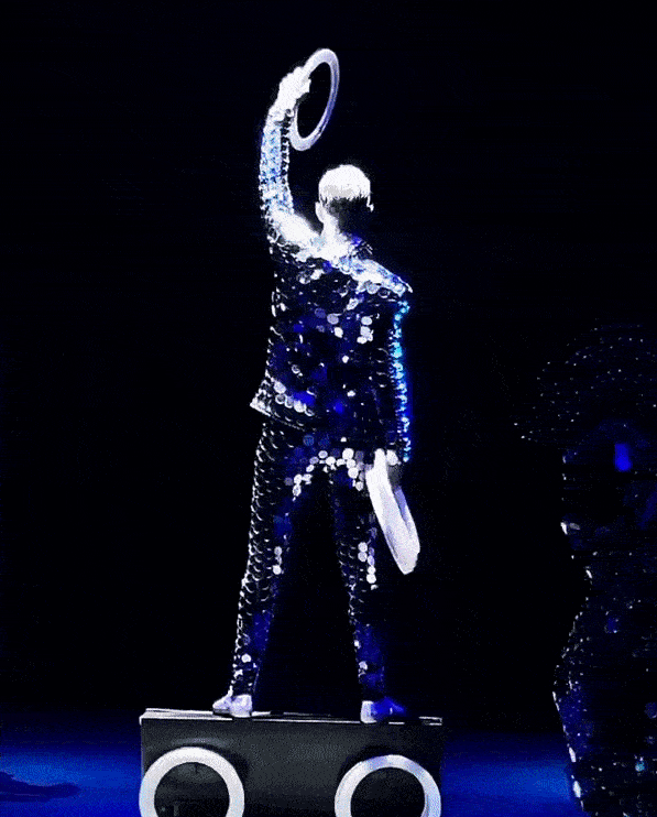 Mirror Equilibrist Costume with a Disco Ball Effect