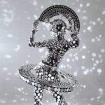 Modern Dance Costume Silver Mirror Ballerina with an LED Tutu