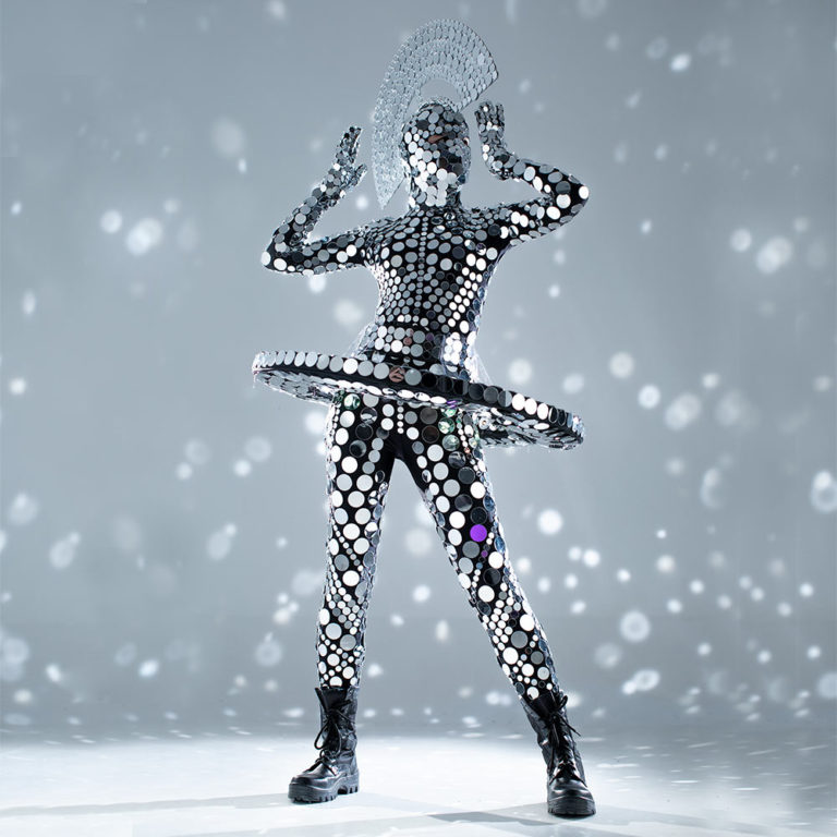 Silver Mirror Modern Dance Ballerina Costume with the LED Tutu _M118