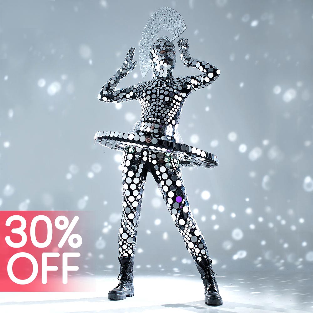 Gold and Silver Mirror Ballerina Costume with a Crown _M135