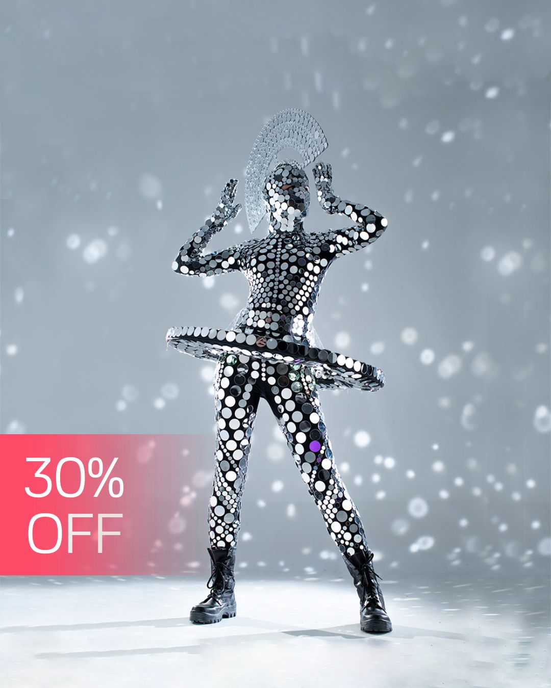 Silver Mirror Modern Dance Ballerina Costume with the LED Tutu