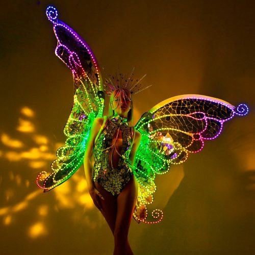 BIG Silver Mirror Butterfly Wings with 944 LEDs