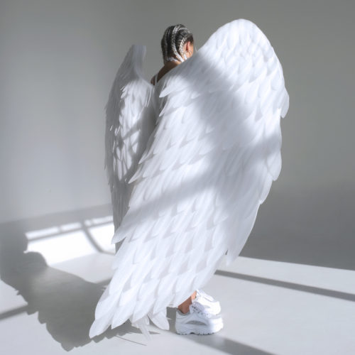 white cosplay angel wings