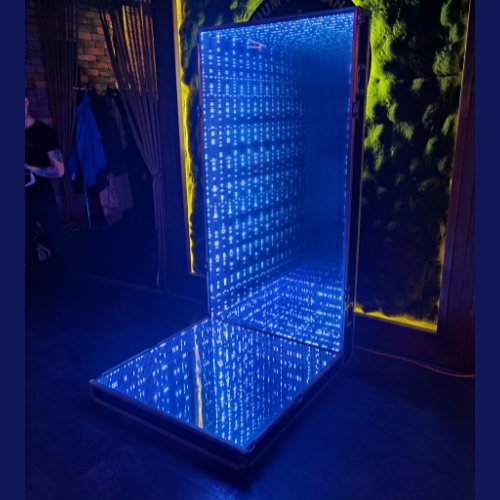 Led light up Infinity mirror installation for clubs, hotels and parties