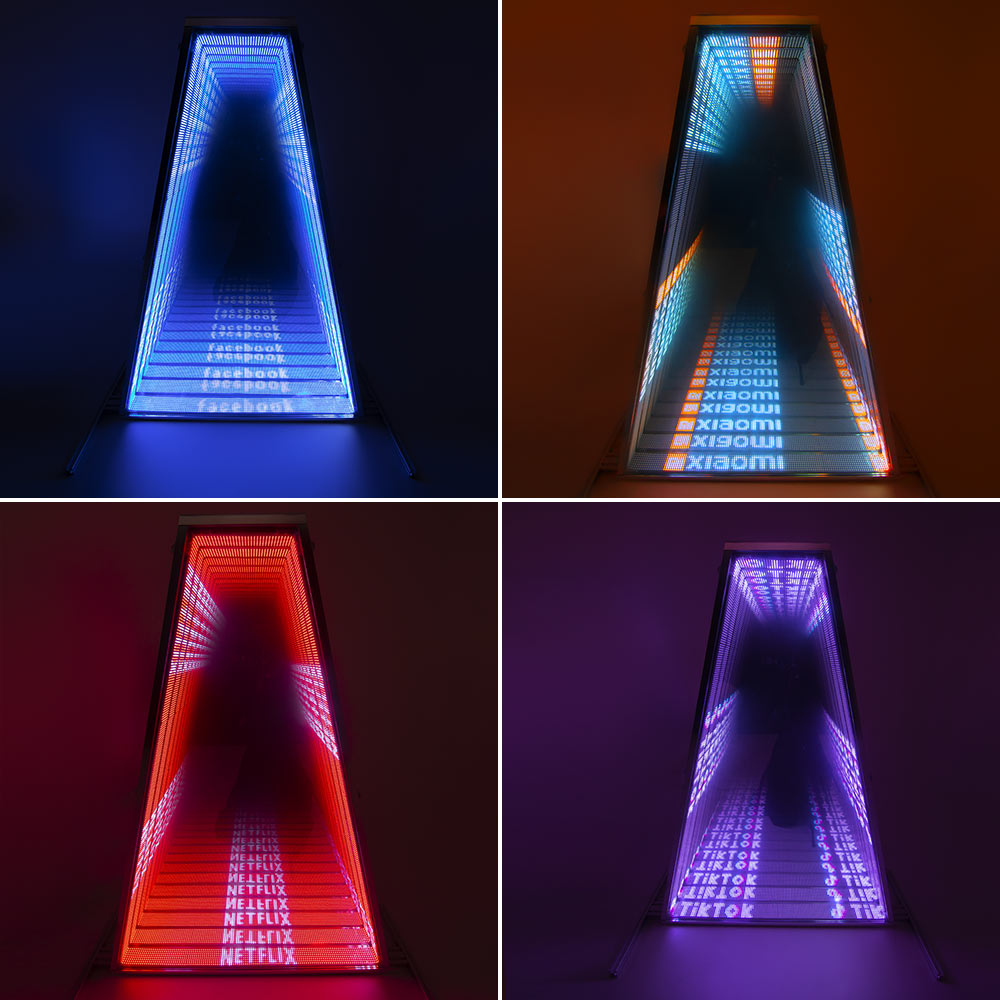 Trapezoid LED decoration with infinity mirror effect