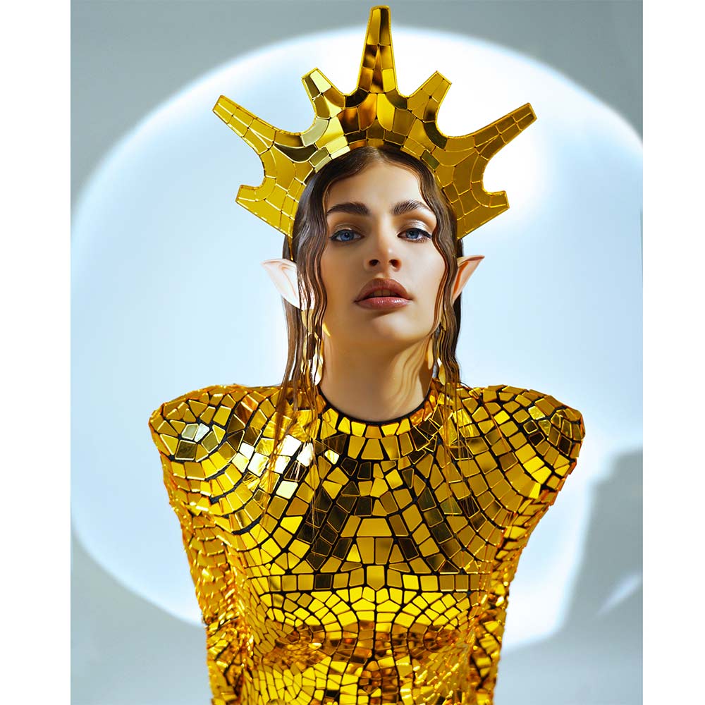 Gold Mirror Lady Gaga style Crown by ETERESHOP _M73-2 for parties