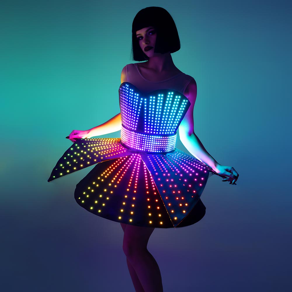 Rave Outfit Smart LED Dress with a Light Up Belt - by ETERESHOP