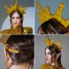 Gold Mirror Catsuit Lady Gaga Style with a Crown — photo 3