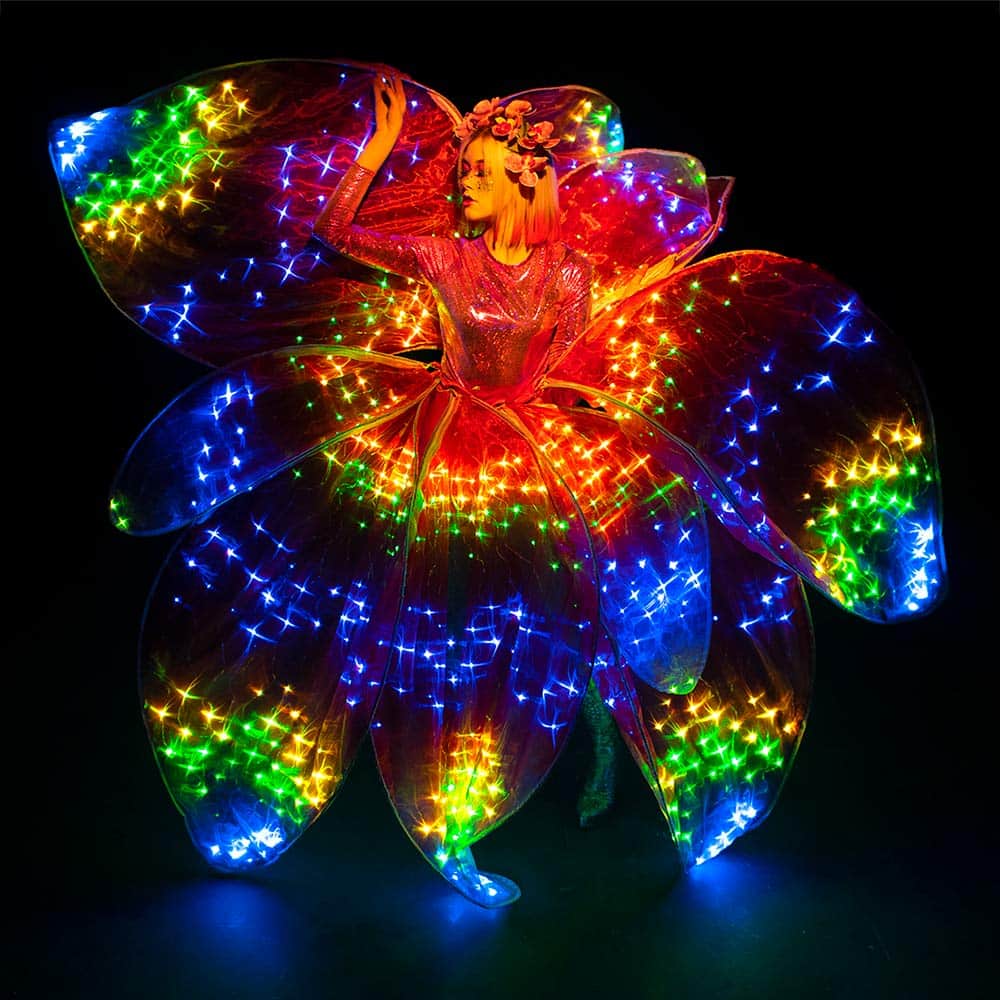 Smart Pixel Costume Glowing Flower Dress in Red Color