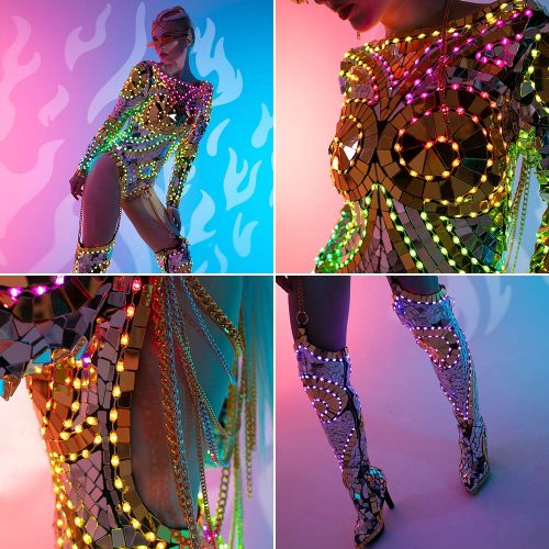 luminous mirror show bodysuit