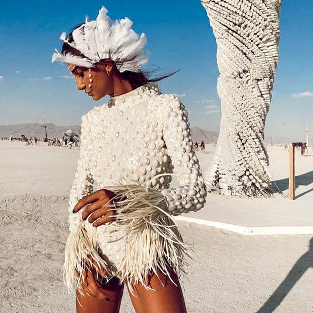 white burning man outfit