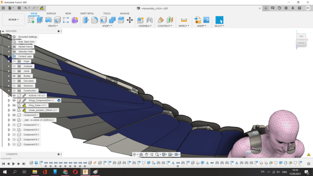 Modeling of the front big wing for cosplay