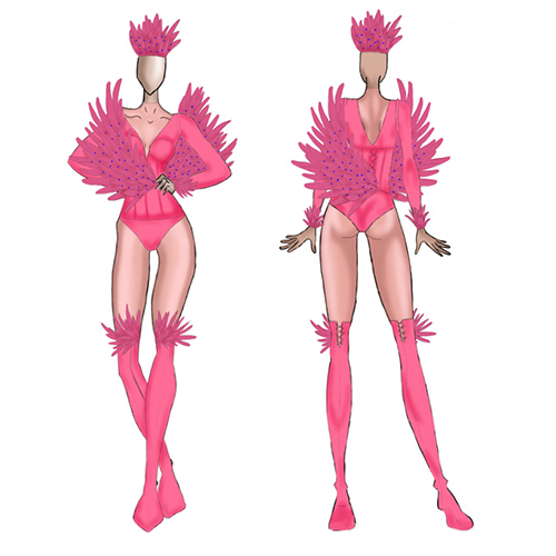 Custom-LED-flamingo-outfit-sketch