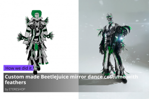 Custom made Beetlejuice mirror dance costume with feathers