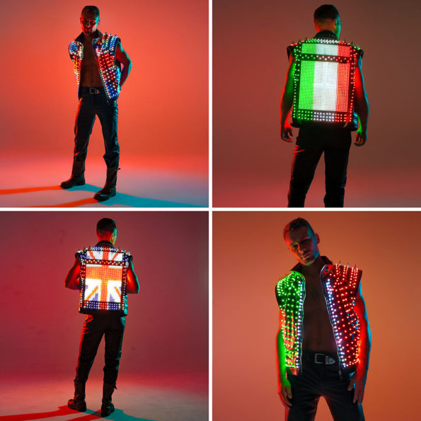 Led biker vest with animation screen and 1812 leds by