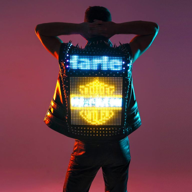Led biker vest with animation screen and 1812 leds by
