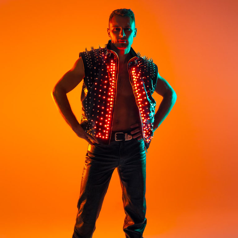Led biker vest with animation screen and 1812 leds by