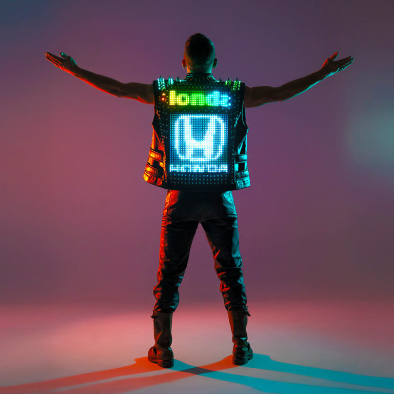 Led biker vest with animation screen and 1812 leds by