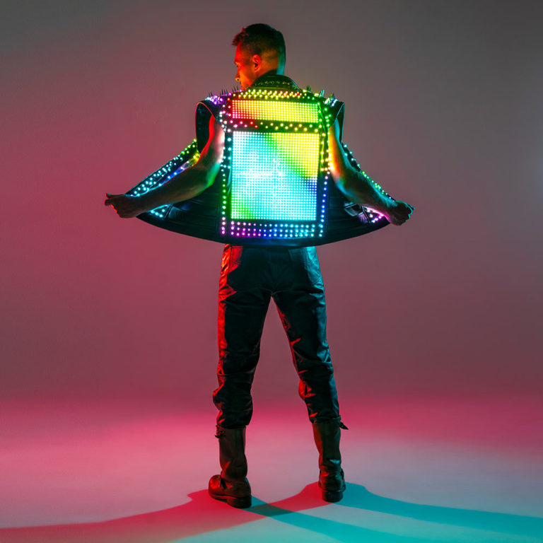 Led biker vest with animation screen and 1812 leds by