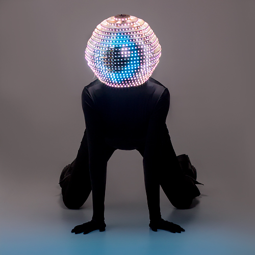 Pixel Led spherical helmet in black