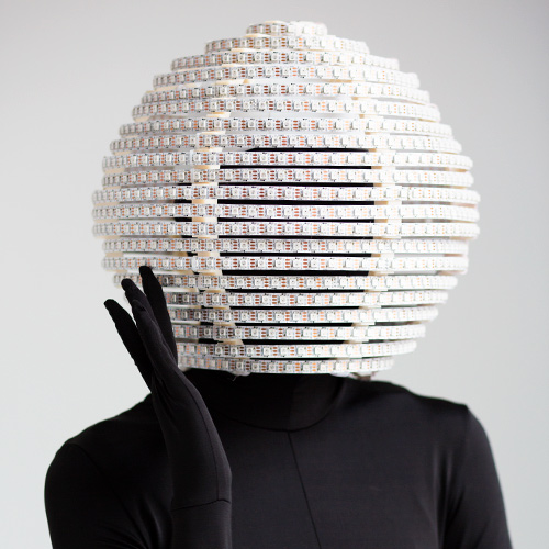 White spherical pixel LED helmet