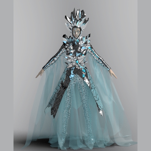 sketch of the mirror snow queen costume