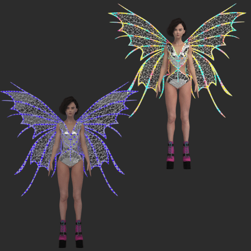 3d sketch of-mirror-LED-butterfly wings