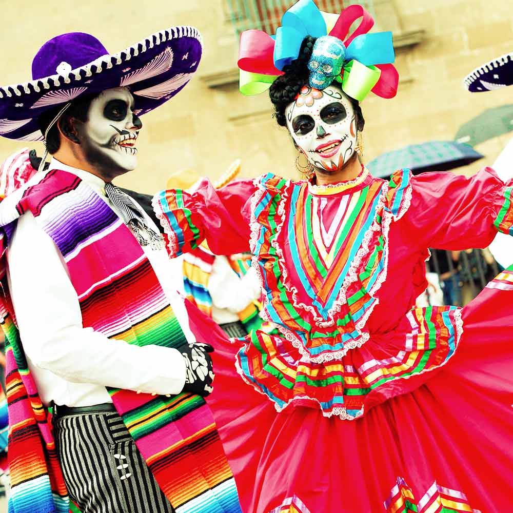 Catrin and Catrina, or the traditional man and woman day of the dead mexican outfit