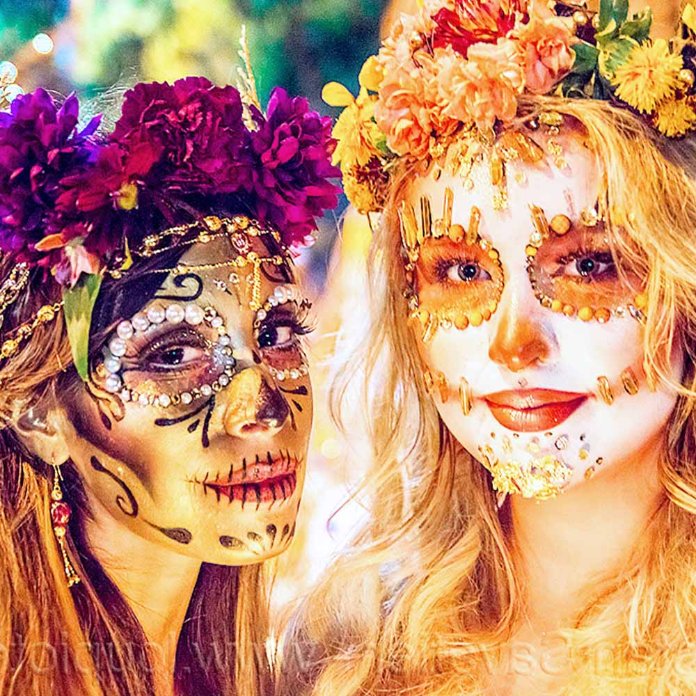 beautiful makeup in the calavera style