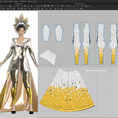 3d modeling of patterns for tailoring a custom outfit