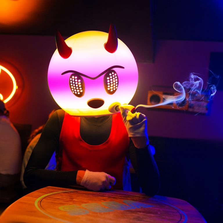 Custom made LED helmet with horns cosplay